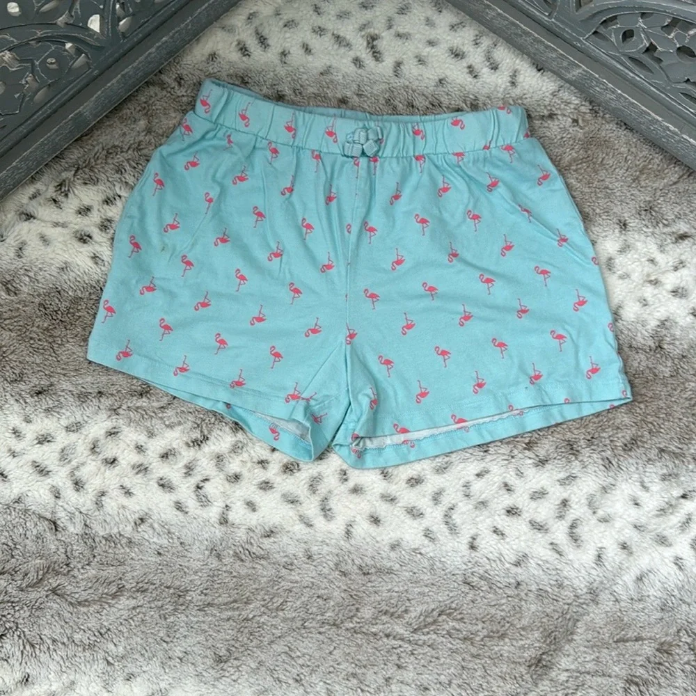 The Children’s Place blue shorts girls size 14 flamingo beach pool party summer